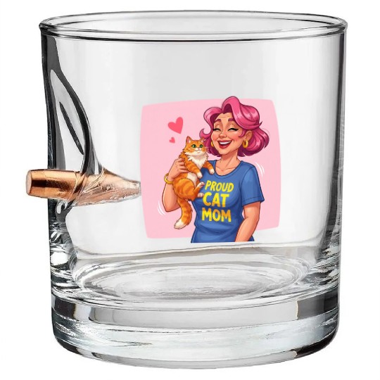 Proud Cat Mom Style Bullet Whiskey Glasses