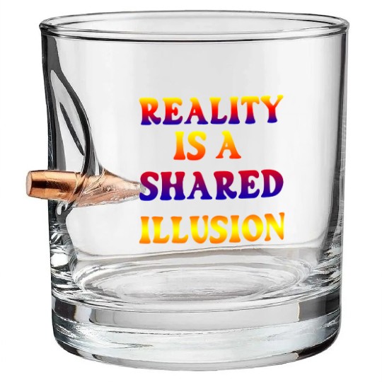 Vivid Psychedelic Illusion Text Bullet Whiskey Glasses