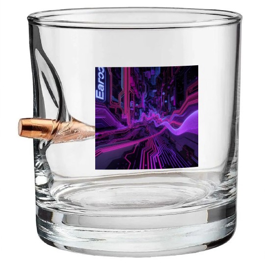Cyberpunk Cityscape Bullet Whiskey Glasses