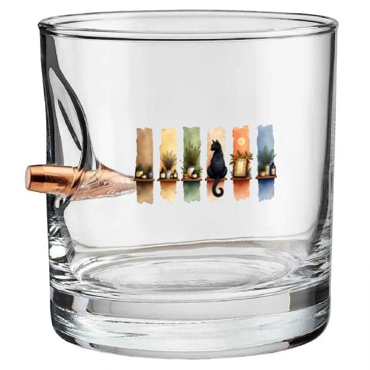 Shelf Life – Autumn Cottagecore Brushstrokes Bullet Whiskey Glasses