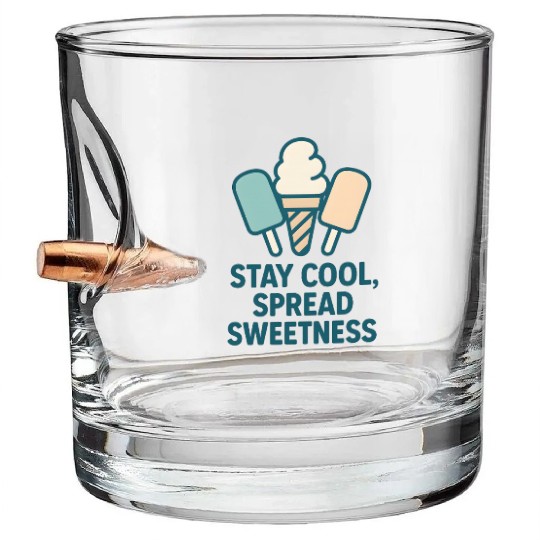 Stay Cool, Spread Sweetness Cute Ice Cream Cone Bullet Whiskey Glasses
