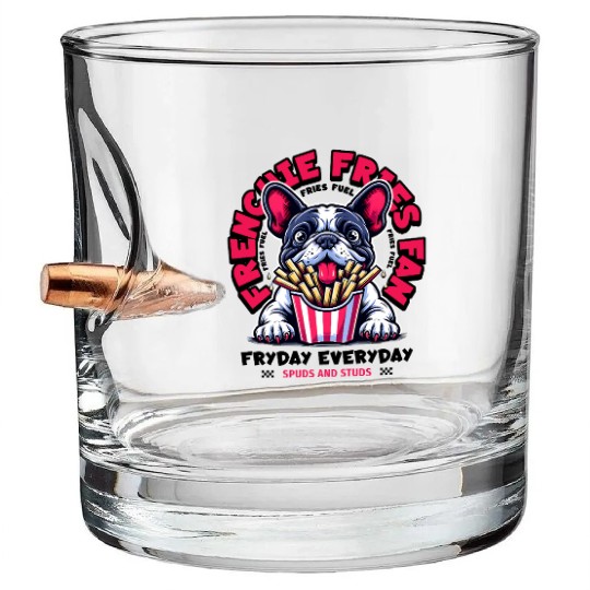 Frenchie Fries Fan Bullet Whiskey Glasses