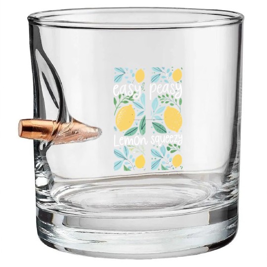 Easy Peasy Lemon Squeezy Cute Lemon Art Bullet Whiskey Glasses