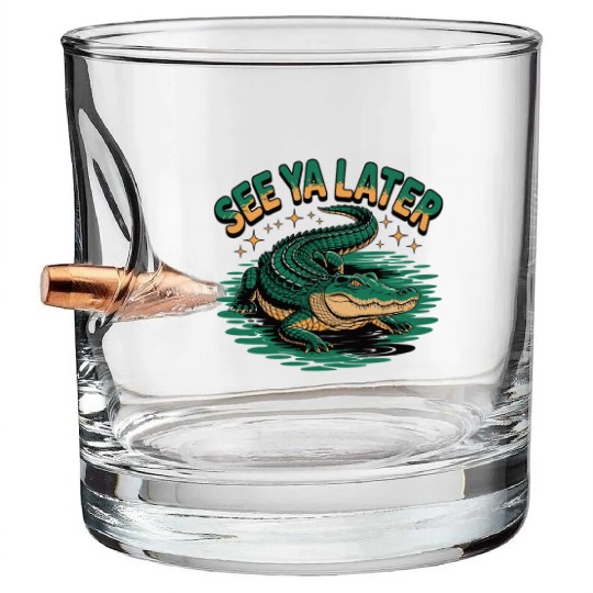 See Ya Later Alligator Retro Gator Joke Bullet Whiskey Glasses