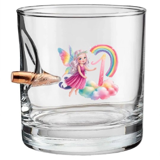 Magical Rainbow Fairy Elf 1st Birthday Girl Bullet Whiskey Glasses