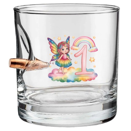 Magical Rainbow Fairy Elf 1st Birthday Girl Bullet Whiskey Glasses