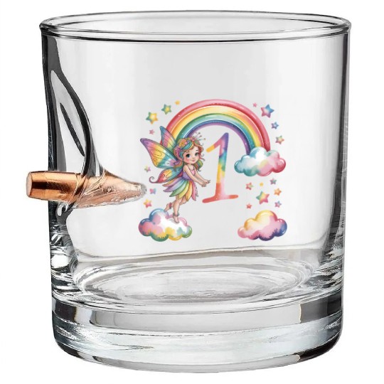 Magical Rainbow Fairy Elf 1st Birthday Girl Bullet Whiskey Glasses