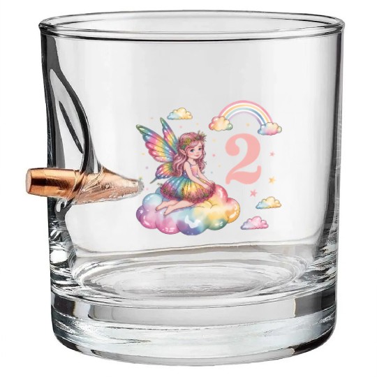 Magical Rainbow Fairy Elf 2nd Birthday Girl Bullet Whiskey Glasses
