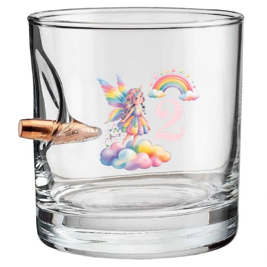 Magical Rainbow Fairy Elf 2nd Birthday Girl Bullet Whiskey Glasses