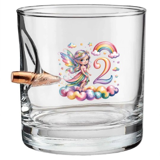Magical Rainbow Fairy Elf 2nd Birthday Girl Bullet Whiskey Glasses