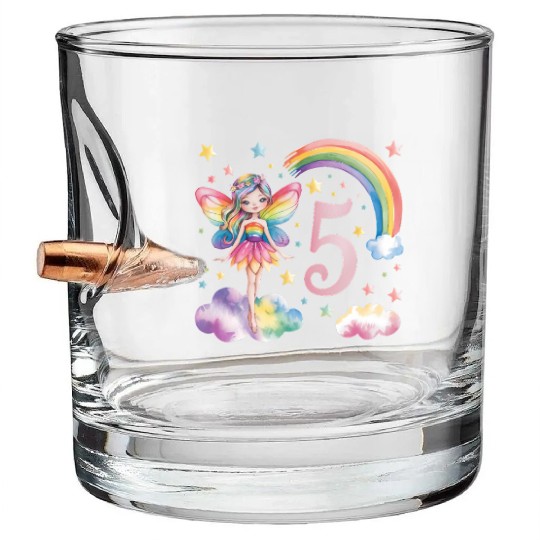 Magical Rainbow Fairy Elf 5th Birthday Girl Bullet Whiskey Glasses