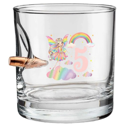Magical Rainbow Fairy Elf 5th Birthday Girl Bullet Whiskey Glasses