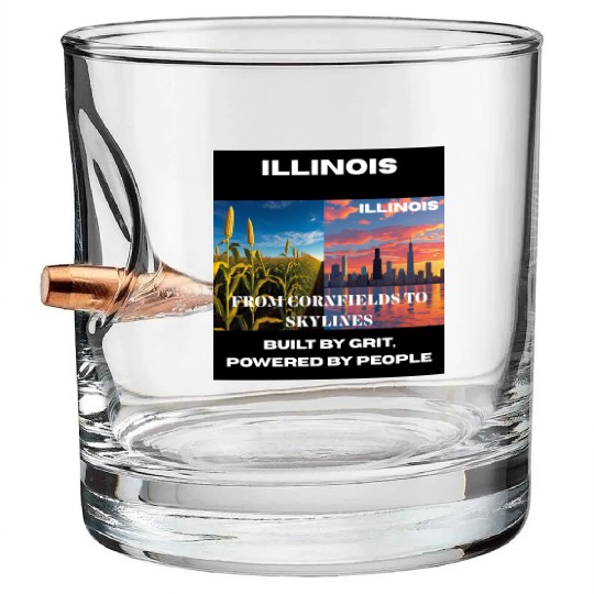 Illinois Midwest Mosaic Art Bullet Whiskey Glasses