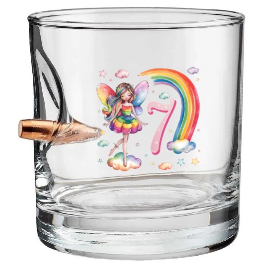 Magical Rainbow Fairy Elf 7th Birthday Girl Bullet Whiskey Glasses