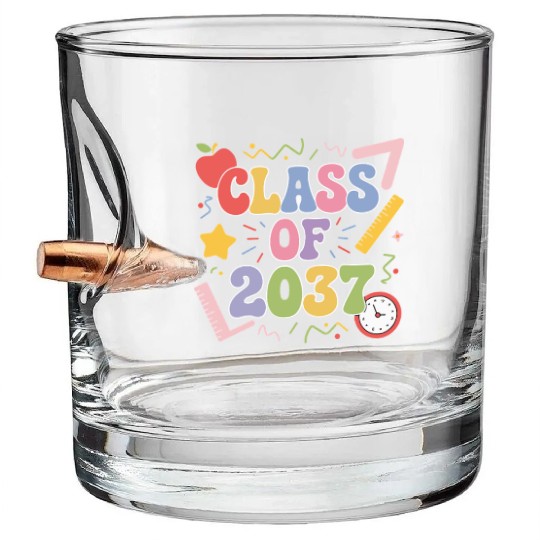 Class of 2037 Grow With Me, Funny back to school Bullet Whiskey Glasses