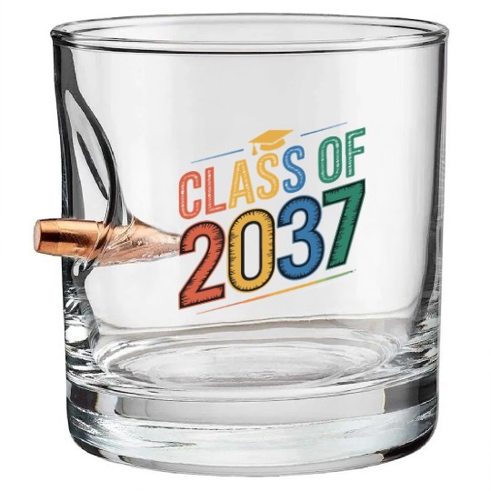 Class of 2037 Grow With Me, Funny back to school Bullet Whiskey Glasses