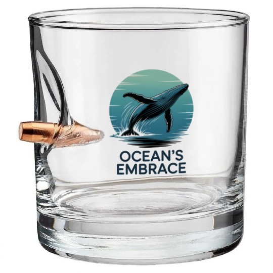 Ocean’s Embrace – Majestic Whale Retro Ocean Bullet Whiskey Glasses