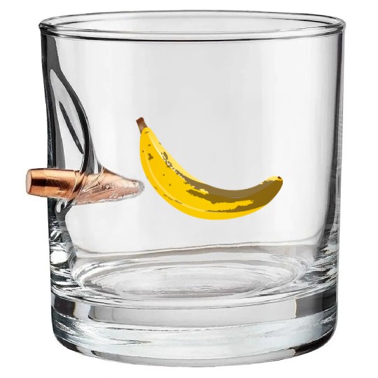Overripe Banana with Brown Spots Illustration Bullet Whiskey Glasses