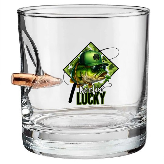 Reelin' Lucky Bass Fish Bullet Whiskey Glasses