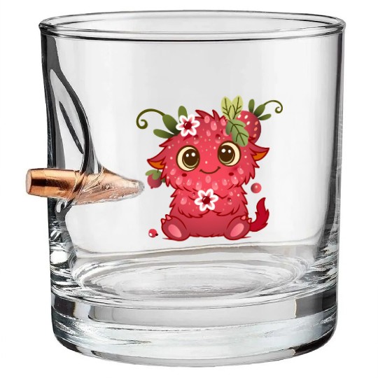 Cute Monster in Raspberry Design Bullet Whiskey Glasses