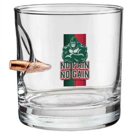 1RSN - No pain No gain Bullet Whiskey Glasses