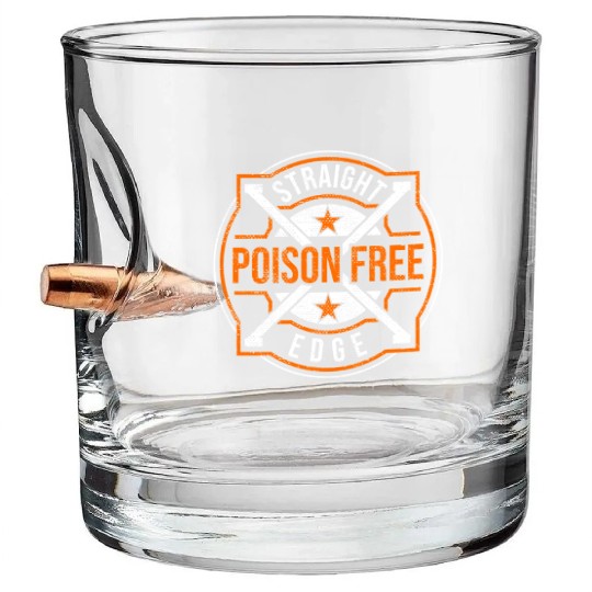 Straight Edge Vegan, Against Drugs, Punk Bullet Whiskey Glasses