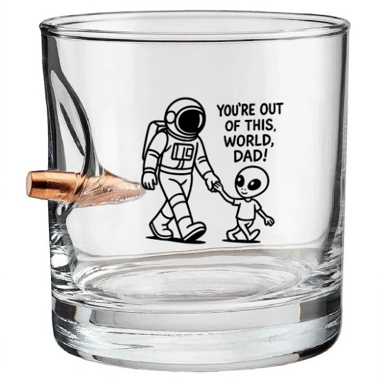 Alien Dad from Outer Space Bullet Whiskey Glasses