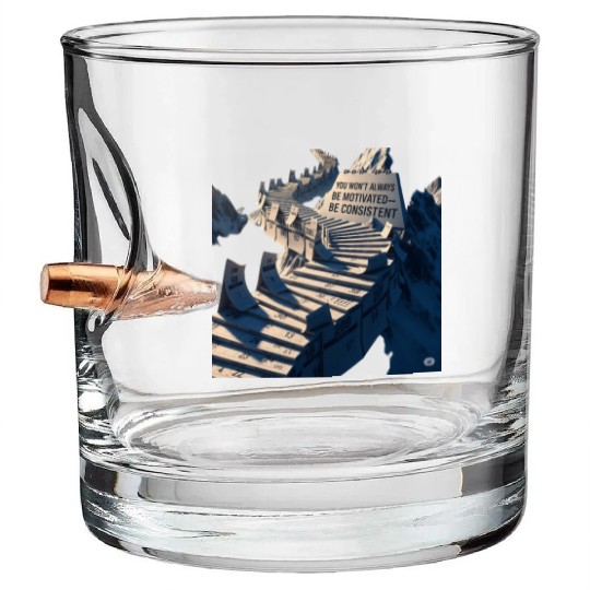 "You Won’t Always Be Motivated—Be Consistent" Bullet Whiskey Glasses