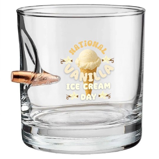 National Vanilla Ice CreaM Day Design Bullet Whiskey Glasses