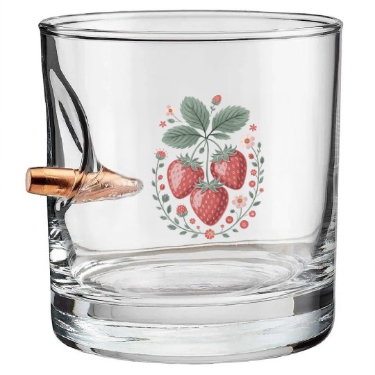 Charming Strawberry and Floral Art for Nature Bullet Whiskey Glasses
