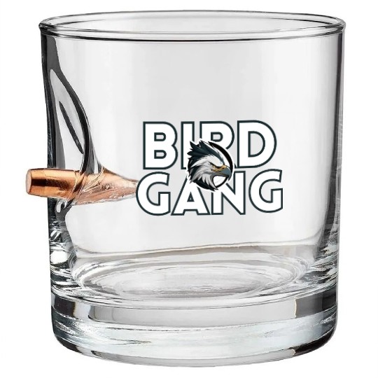 Eagle Head Bird Gang Logo Design Bullet Whiskey Glasses
