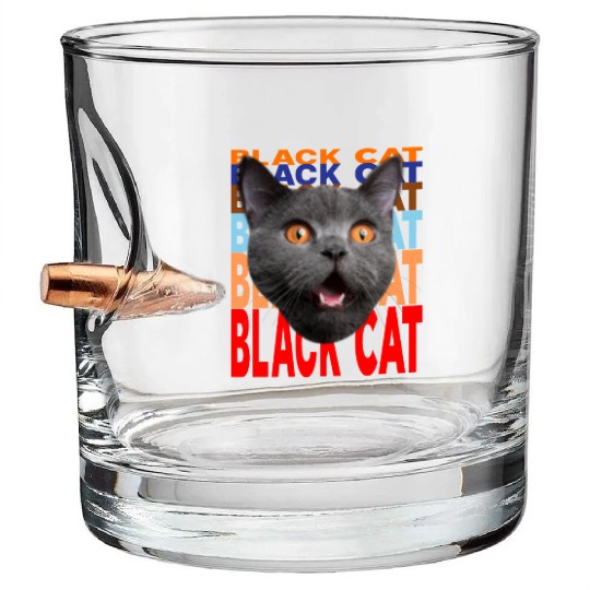 Black Cat Angry Look Bullet Whiskey Glasses