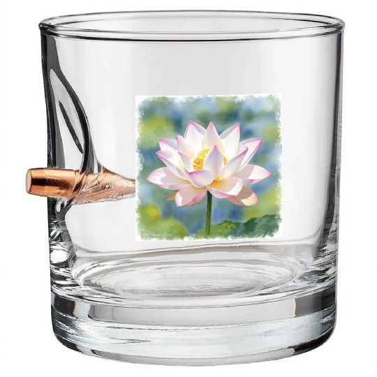 Serene Water Lily Floral Print Bullet Whiskey Glasses