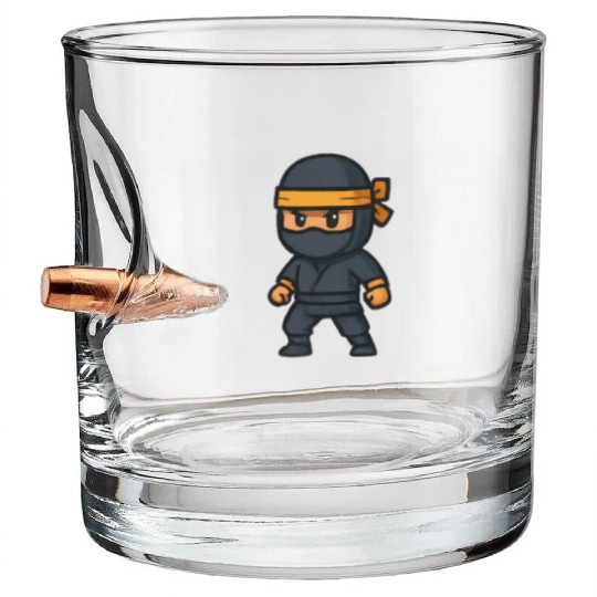 Kawaii Ninja Character Illustration Bullet Whiskey Glasses