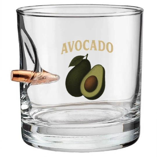 Avocado Botanical Illustration Bullet Whiskey Glasses