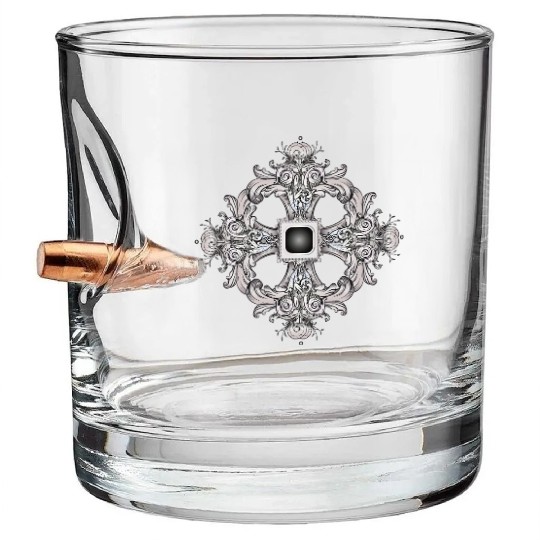 Arabesque Ornament with a Baroque Flair in Gray Bullet Whiskey Glasses