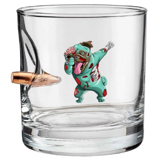 Dabbing Zombie Pug Cute Halloween Pugs Funny Dab  Bullet Whiskey Glasses