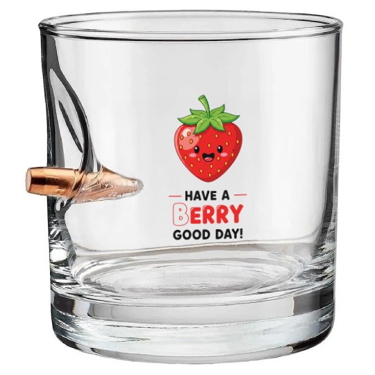 Cute Kawaii Strawberry Happy Face Design Bullet Whiskey Glasses