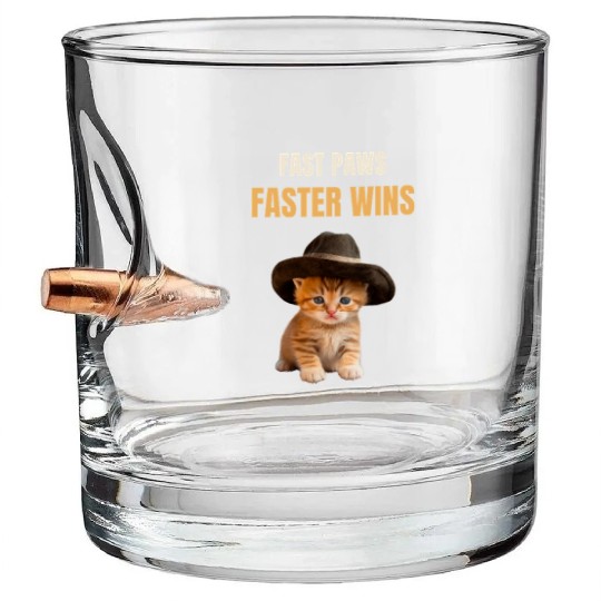 Fast Paws, Faster Wins - Cat Pickleball Bullet Whiskey Glasses