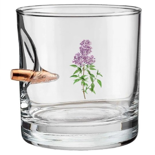 Lavender Bloom Botanical Illustration Bullet Whiskey Glasses