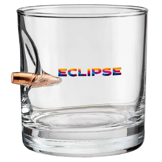 Galaxy Rainbow Eclipse Text Design Bullet Whiskey Glasses