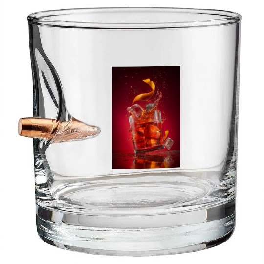 Splashing Negroni Cocktail Bullet Whiskey Glasses