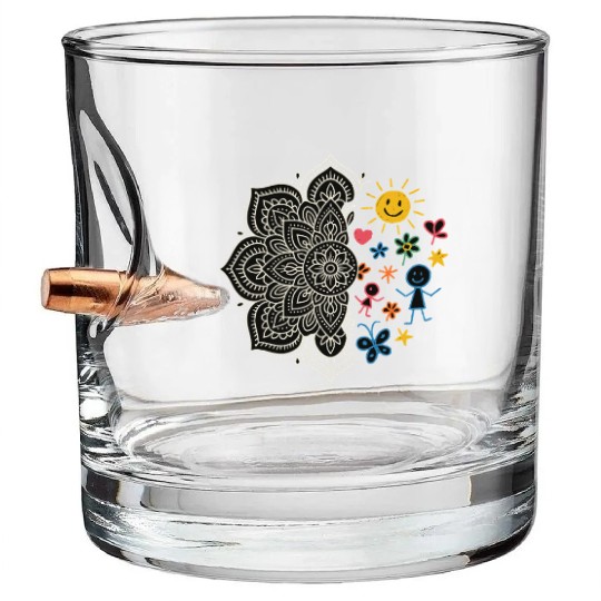 Mandala & Kids Doodles Bullet Whiskey Glasses