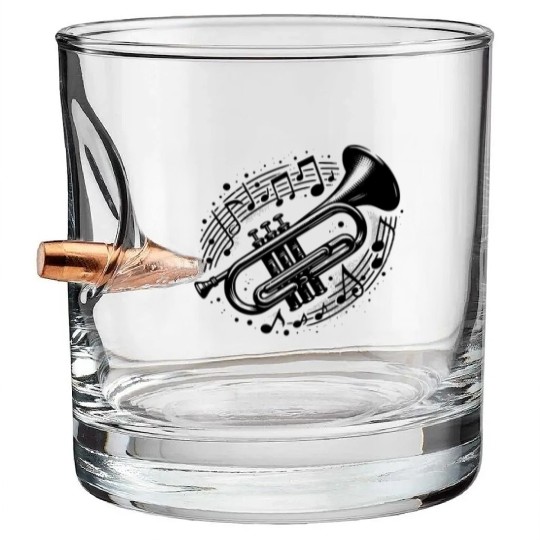 Trumpet Meets Musical Note Loud, Wild, Beautiful Bullet Whiskey Glasses