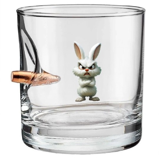 Animated Angry Rabbit Character Design Bullet Whiskey Glasses