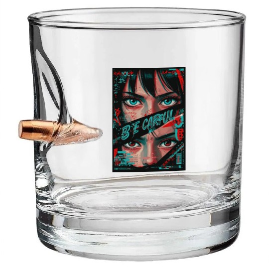 Cyberpunk Eyes Art Print Bullet Whiskey Glasses