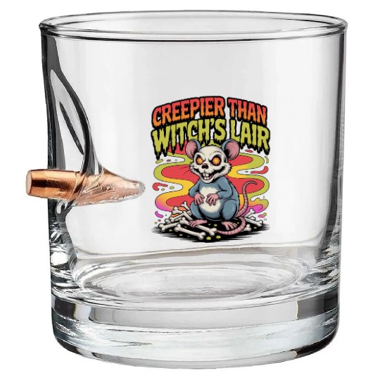 Creepy Mouse with Wicked Eyes Design Bullet Whiskey Glasses