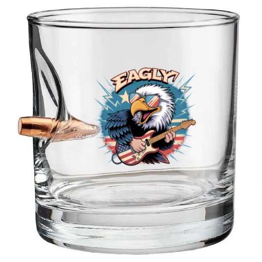 Eagle Rock Star Guitar Illustration Bullet Whiskey Glasses