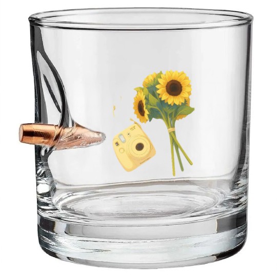 Sunflower Vintage Photography Design Bullet Whiskey Glasses