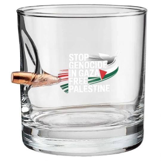 Free Palestine Now – End Genocide in Gaza Bullet Whiskey Glasses